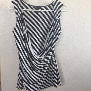 Black and white striped top.